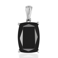 Thai Black Spinel Solitaire Pendant without Chain in Stainless Steel 8.50 ctw , Tarnish-Free, Waterproof, Sweat Proof Jewelry