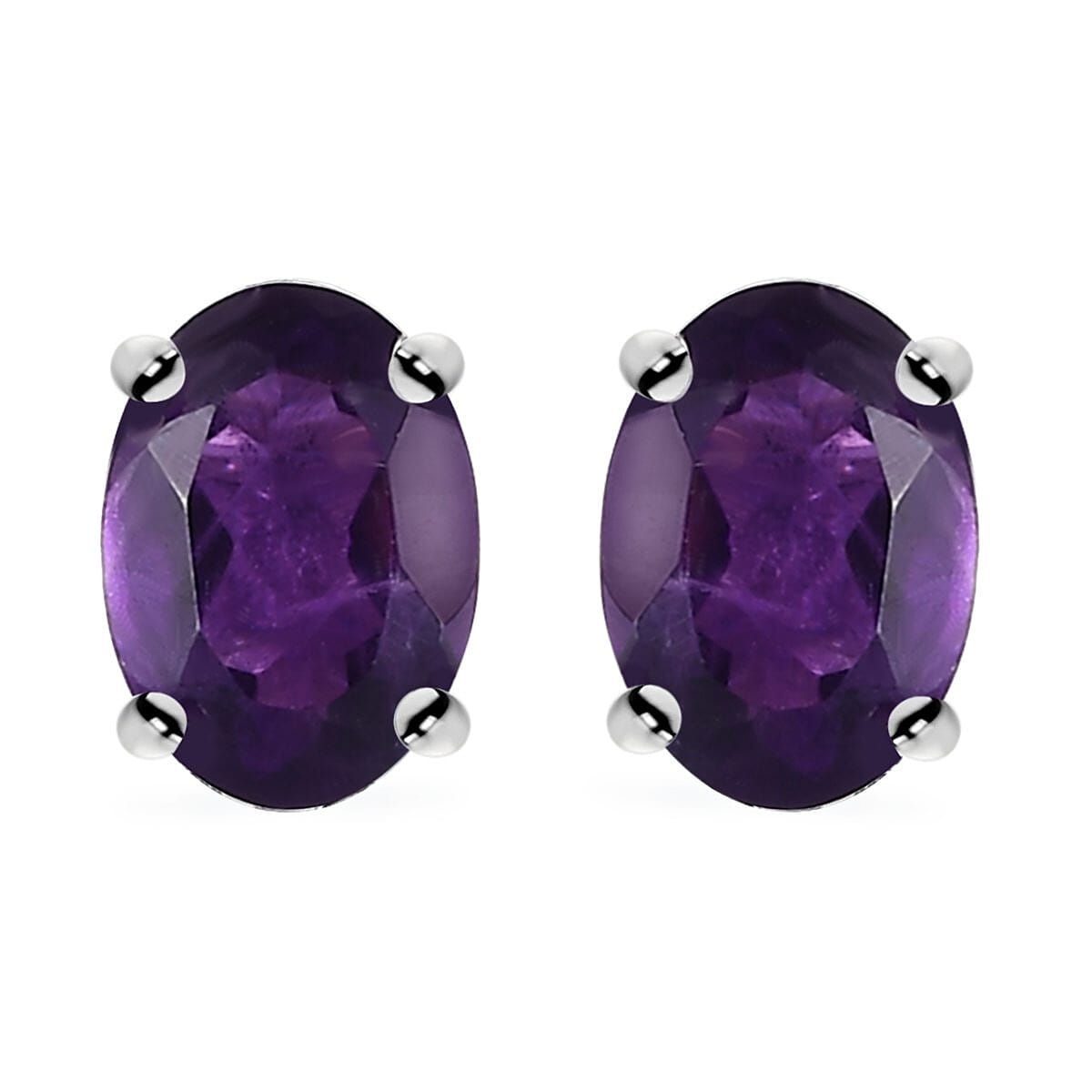 White Topaz Solitaire Stud Earrings in Sterling Silver 1.10 ctw