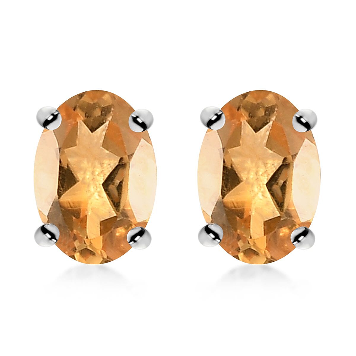 White Topaz Solitaire Stud Earrings in Sterling Silver 1.10 ctw