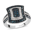 TLV Blue Diamond (IR), Diamond Cluster Ring in Platinum Over Sterling Silver (Size 8.0) 1.00 ctw - Sticky add to cart bar