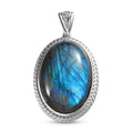 Malagasy Labradorite Solitaire Pendant in Platinum Over Copper with Magnet 25.00 ctw - Sticky add to cart bar