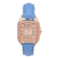 Strada White Austrian Crystal Japanese Movement Watch in Rosetone with Maroon Faux Leather Strap (29.64 mm) (6.50-8.25 Inches)