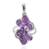 African Amethyst Cluster Pendant in Stainless Steel 2.35 ctw