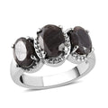 Natural Silver Sapphire 3 Stone Ring Stainless in Steel 3.75 ctw - Sticky add to cart bar