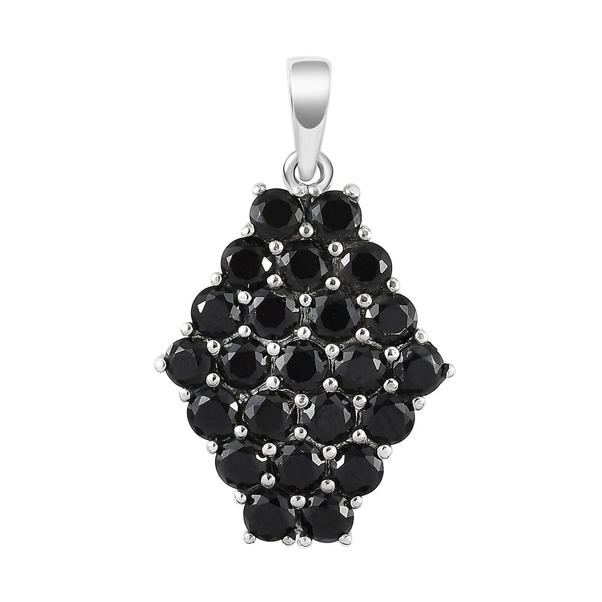 Thai Black Spinel Pendant without Chain in Stainless Steel 3.25 ctw , Tarnish-Free, Waterproof, Sweat Proof Jewelry