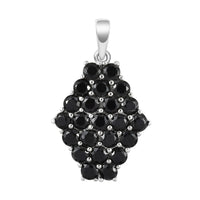 Thai Black Spinel Pendant without Chain in Stainless Steel 3.25 ctw , Tarnish-Free, Waterproof, Sweat Proof Jewelry
