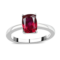 Lab Created Ruby Solitaire Ring in Stainless Steel (Size 7.0) 1.50 ctw