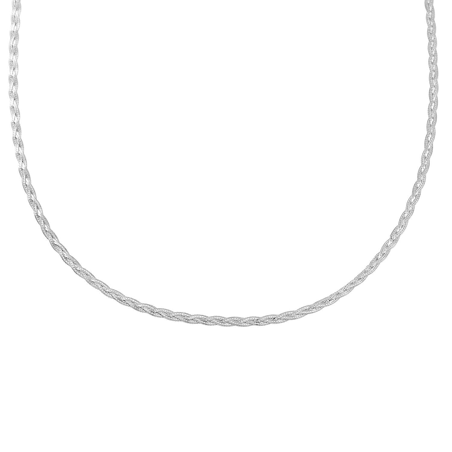 Sterling Silver 2.5mm Braided Flat Necklace (20 Inches) (4.90 g)