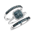 Doorbuster Blue Diamond (IR), White Diamond Ring in Rhodium & Platinum Over Sterling Silver (Size 10.0) 1.00 ctw - Sticky add to cart bar