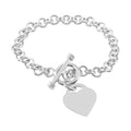 Toggle Heart Charm Bracelet in Silvertone (7.50 In) - Sticky add to cart bar