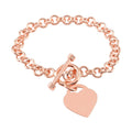 Toggle Heart Charm Bracelet in Silvertone (7.50 In) - Sticky add to cart bar