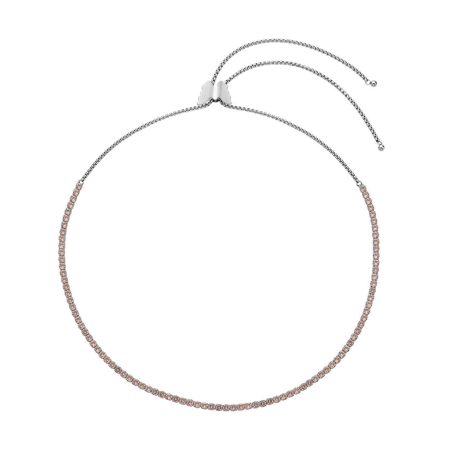 Simulated Diamond Multi-Wear Butterfly Slider Bolo Tennis Necklace (15-33 Inches) in Stainless Steel