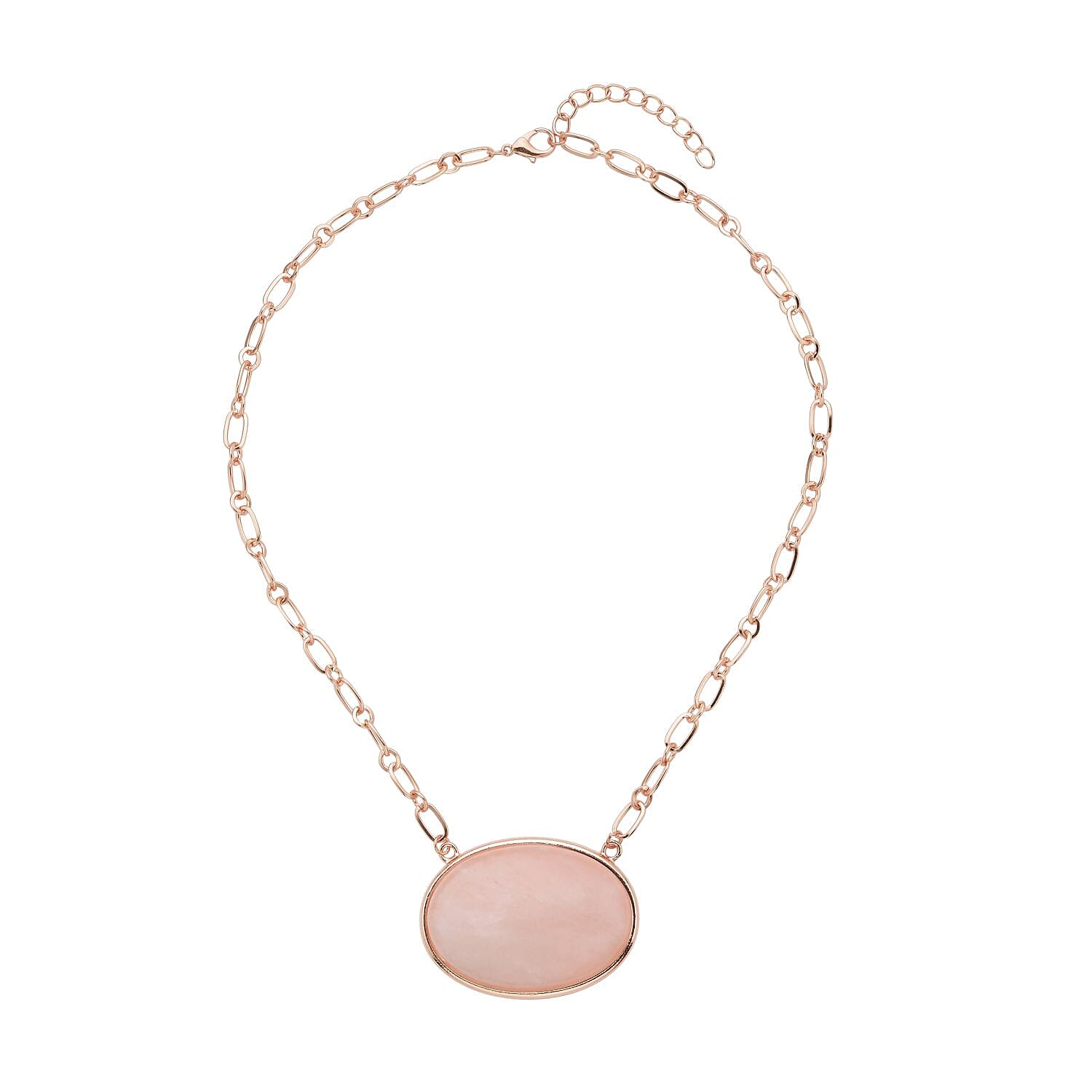 Doorbuster Galilea Rose Quartz Flat Link Chain Necklace 20-22 Inches in Goldtone 150.00 ctw