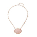 Doorbuster Galilea Rose Quartz Flat Link Chain Necklace 20-22 Inches in Goldtone 150.00 ctw - Sticky add to cart bar