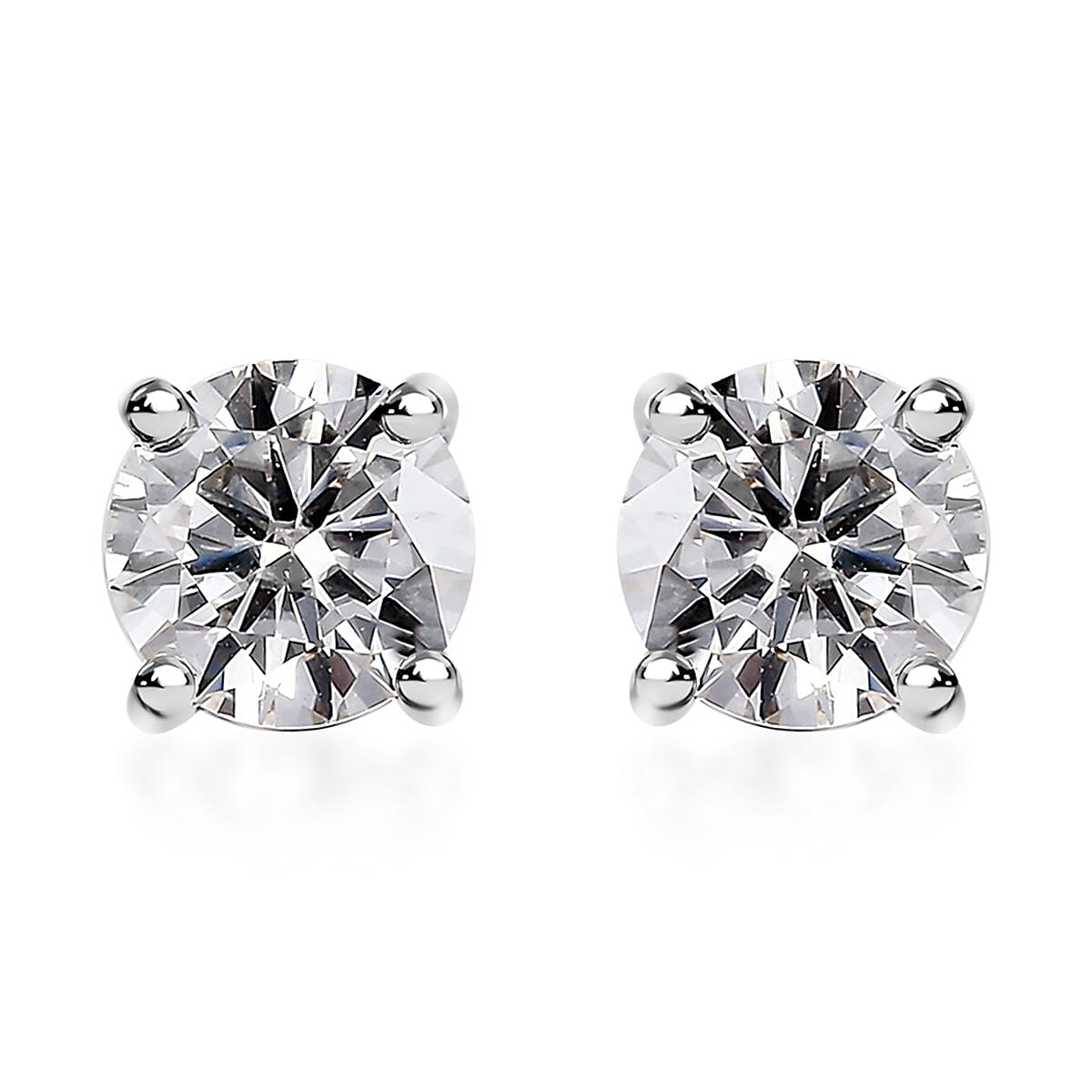 Moissanite Solitaire Stud Earrings in Platinum Over Sterling Silver 1.85 ctw