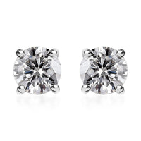 Moissanite Solitaire Stud Earrings in Platinum Over Sterling Silver 1.85 ctw