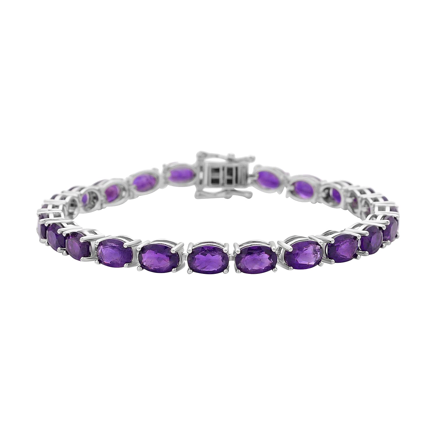 Doorbuster Amethyst Tennis Bracelet in Rhodium Over Sterling Silver (7.25 In) 8.50 Grams 15.60 ctw