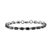 Natural Thai Black Spinel Link Bracelet in Stainless Steel (6.50 In) 10.65 ctw