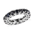 Australian Black Sapphire Eternity Band Ring in Platinum Over Sterling Silver 7.40 ctw - Sticky add to cart bar