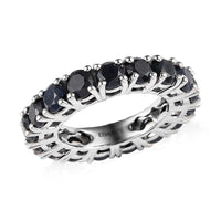 Australian Black Sapphire Eternity Band Ring in Platinum Over Sterling Silver 7.40 ctw