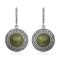 Connemara Marble Dangle Earrings in Black Oxidized Sterling Silver 6.40 ctw