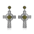 Connemara Marble Ireland Celtic Knot Cross Earrings in Platinum Over Sterling Silver 4.75 ctw - Sticky add to cart bar
