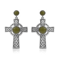 Connemara Marble Ireland Celtic Knot Cross Earrings in Platinum Over Sterling Silver 4.75 ctw
