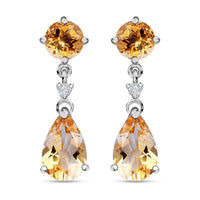 Doorbuster Amethyst and Natural White Zircon Earrings in Platinum Over Sterling Silver 8.15 ctw
