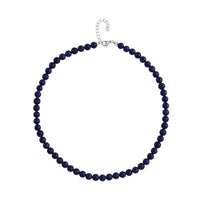 Lapis Lazuli Beaded Necklace 20 Inches in Stainless Steel 225.00 ctw