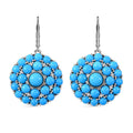 Premium American Natural Sleeping Beauty Turquoise Cocktail Earrings in Platinum Over Sterling Silver 11.10 ctw - Sticky add to cart bar