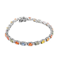 Doorbuster Multi Sapphire and Natural White Zircon Bracelet in Platinum Over Sterling Silver (6.50 In) 8.50 Grams 7.35 ctw