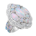 AAA Ethiopian Welo Opal and Natural White Zircon Ring in Platinum Over Sterling Silver (Size 10.0) (8 g) 5.75 ctw - Sticky add to cart bar