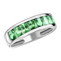Premium Natural Tsavorite Garnet Half Eternity Band Ring in Platinum Over Sterling Silver (Size 10.0) 2.25 ctw