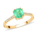 Certified & Appraised LUXORO 14K YG Boyaca Colombian Emerald and G-H I2 Diamond Ring 1.10 ctw - Sticky add to cart bar
