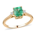 Certified 14K Yellow Gold AAA Boyaca Colombian Emerald and G-H I2 Diamond Ring 1.15 ctw - Sticky add to cart bar