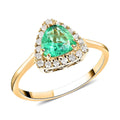 Certified & Appraised LUXORO 14K Yellow Gold AAA Boyaca Colombian Emerald and G-H I2 Diamond Halo Ring 1.25 ctw - Sticky add to cart bar