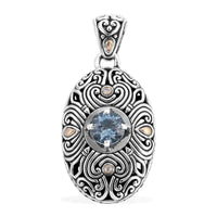 Bali Legacy Sky Blue Topaz and Diamond Pendant in 18K Yellow Gold and Sterling Silver 3.50 ctw