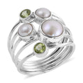 BALI LEGACY White Pearl and Peridot 5 Row Ring in Sterling Silver 0.60 ctw - Sticky add to cart bar