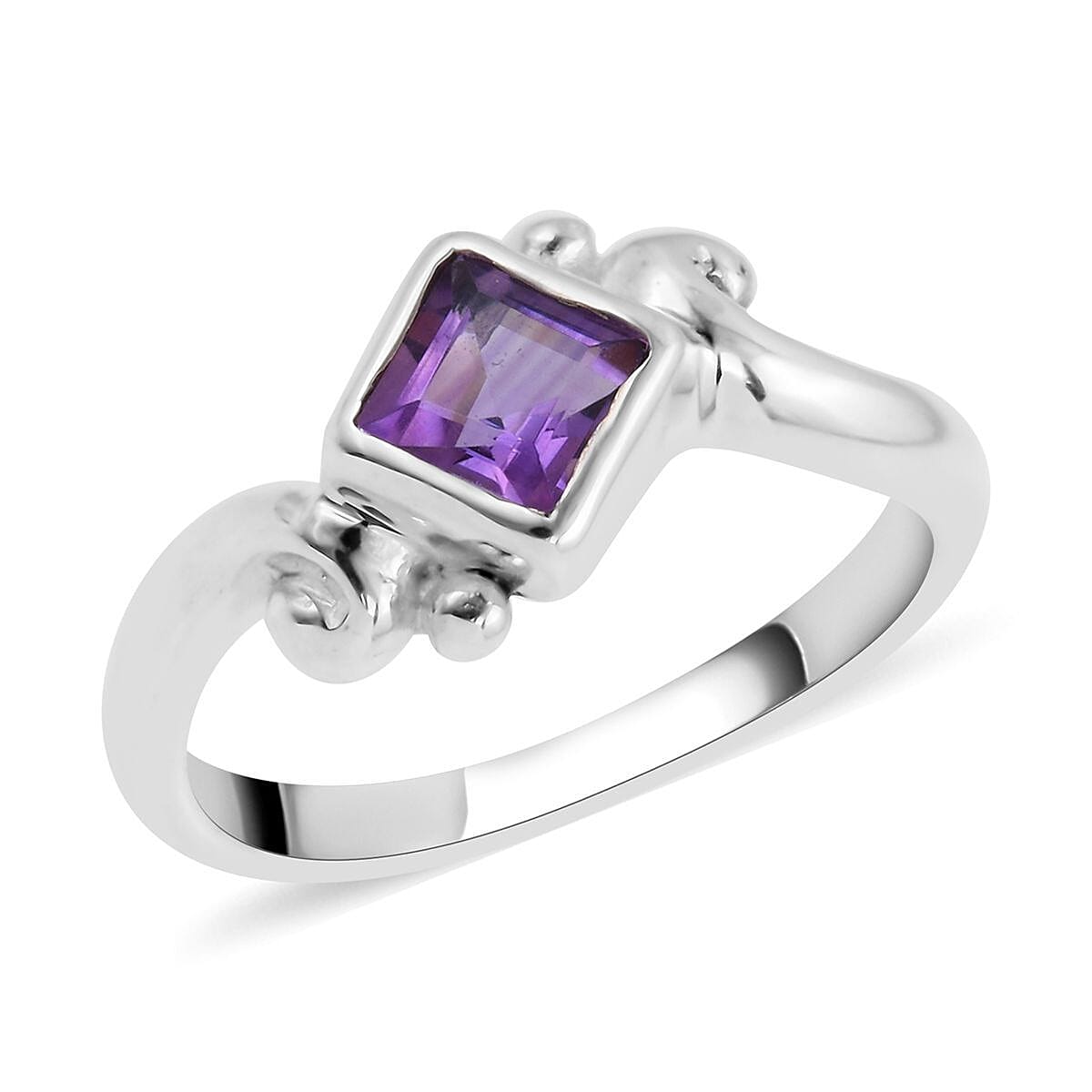 BALI LEGACY Amethyst Solitaire Ring in Sterling Silver 0.60 ctw