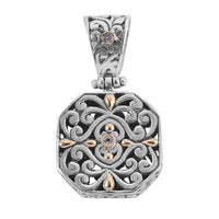 Bali Legacy White Topaz Floral Pendant in 18K Yellow Gold and Sterling Silver 0.06 ctw