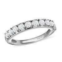 Moissanite Half Eternity Band Ring in Platinum Over Sterling Silver (Size 10.0) 0.90 ctw
