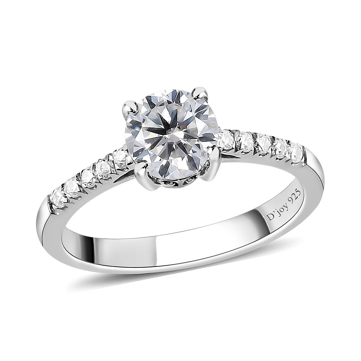 Moissanite Ring in Platinum Over Sterling Silver 1.10 ctw
