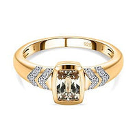 AAA Turkizite and White Zircon 1.22 ctw Ring in Vermeil Yellow Gold Over Sterling Silver (Size 10.0)