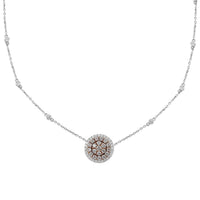 14K White and Rose Gold Natural Pink and White Diamond Necklace 18 Inches 4.60 Grams 0.90 ctw