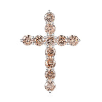 Simulated Champagne Diamond Cross Pendant in Sterling Silver 5.20 ctw