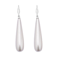Golden Shell Pearl Drop Earrings in Rhodium Over Sterling Silver