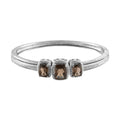 Brazilian Smoky Quartz 5.75 ctw Trilogy Bangle Bracelet in Stainless Steel (6.50 In) - Sticky add to cart bar