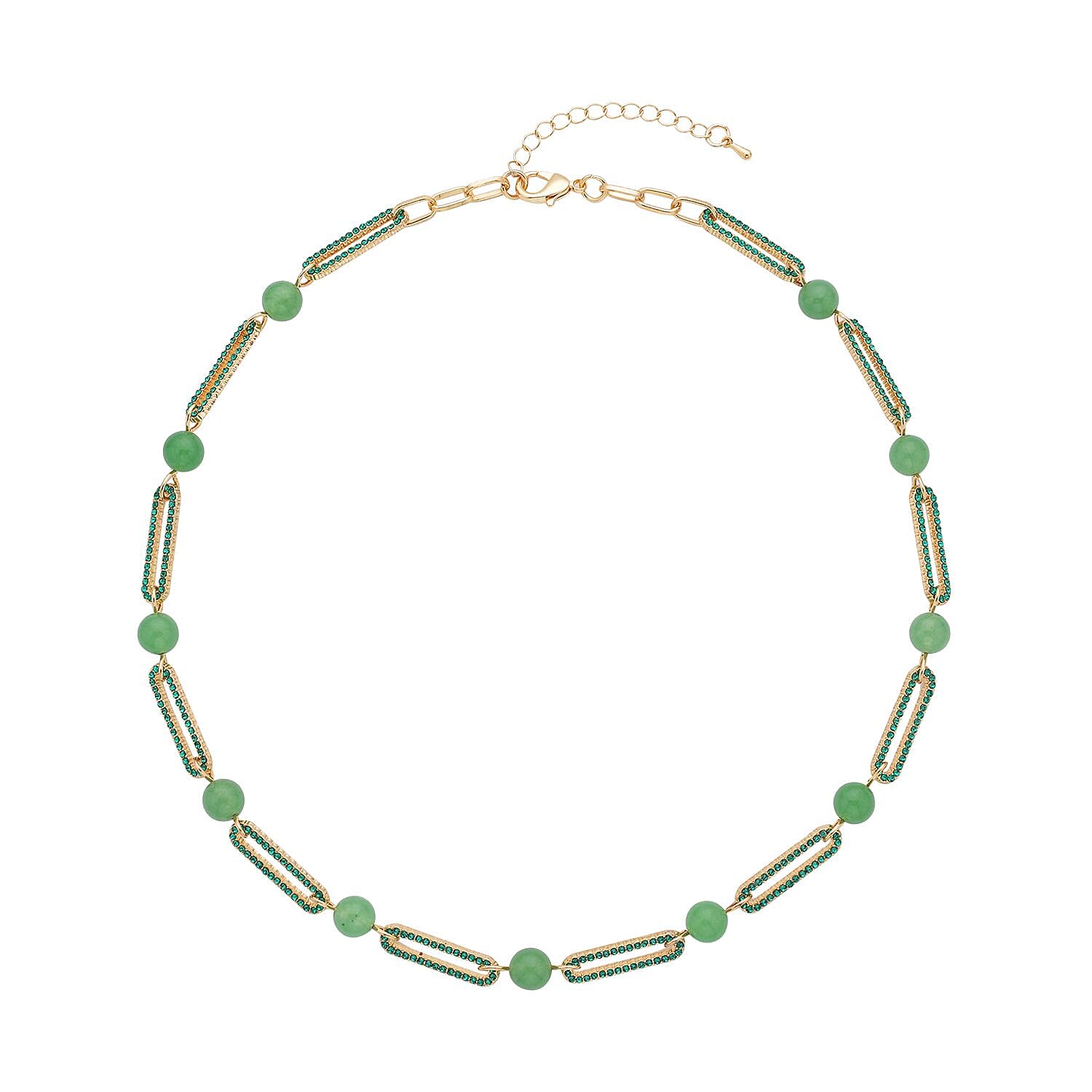 Doorbuster South African Yellow Tiger''s Eye, Champagne Austrian Crystal Paper Clip Necklace (20-22 Inches) in Goldtone 50.00 ctw