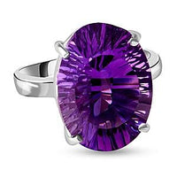 Lusaka Amethyst 12.14 ctw Ring in Platinum Over Sterling Silver (Size 5.5)