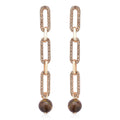 Doorbuster South African Yellow Tiger's Eye and Champagne Austrian Crystal Paper Clip Earrings in Goldtone 6.00 ctw - Sticky add to cart bar